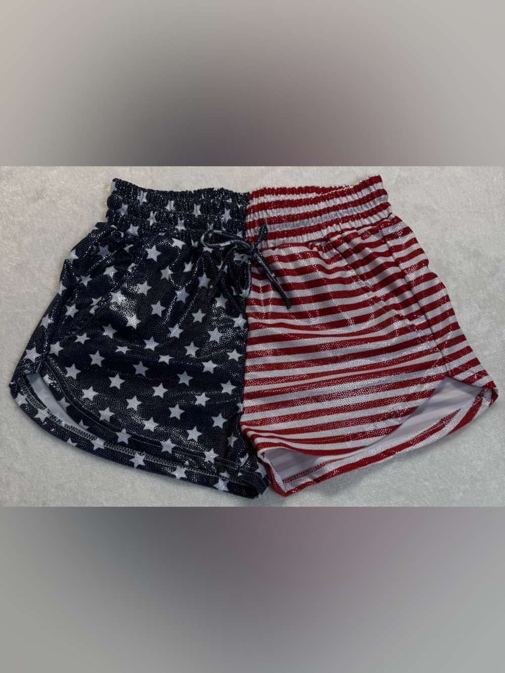 Perfashion Americana‎ Striped Pocket Shorts With Sparkles Size XS